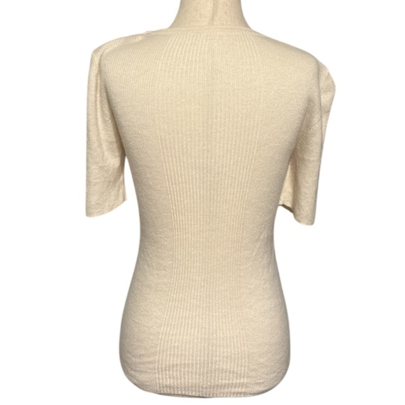Tory Burch Cream Ribbed Women's Sweater Top - Picture 3 of 3